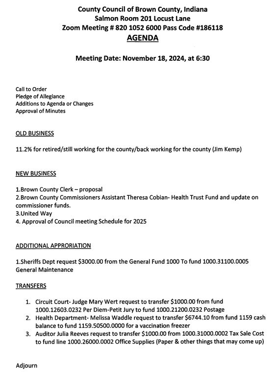 Agenda 20241118 County Council