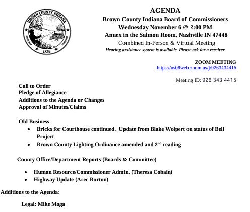 agenda commissioners Nov 6 2024