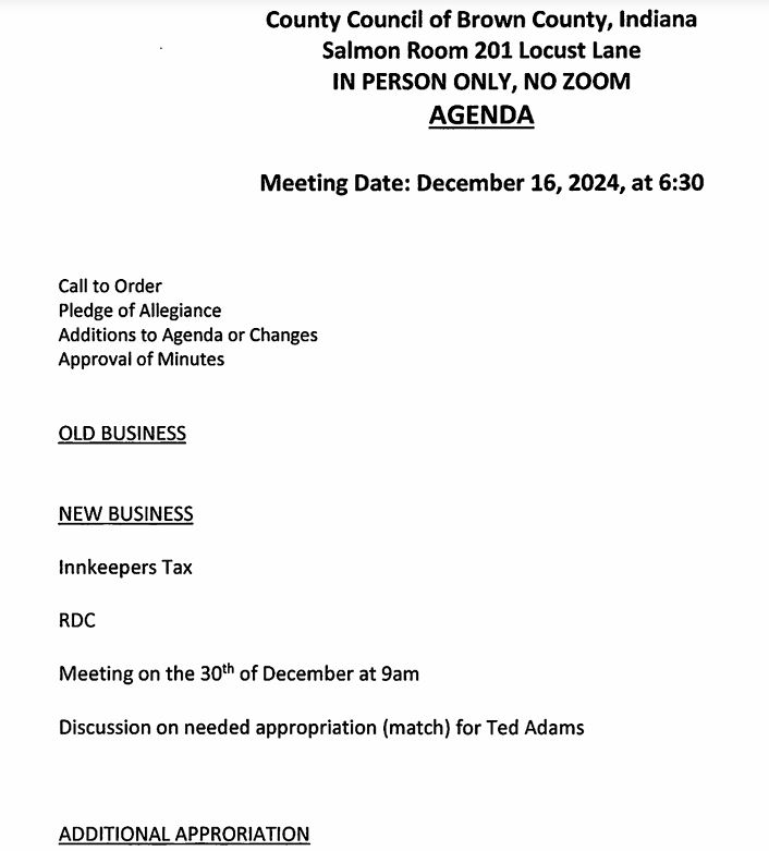 Agenda County Council Dec 16 2024